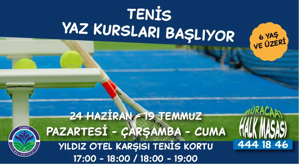 Gönen Belediyesi Yaz Spor Okulları Tenis Kursu Kayıtları Başladı!